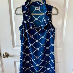 Navy blue nautical print dress